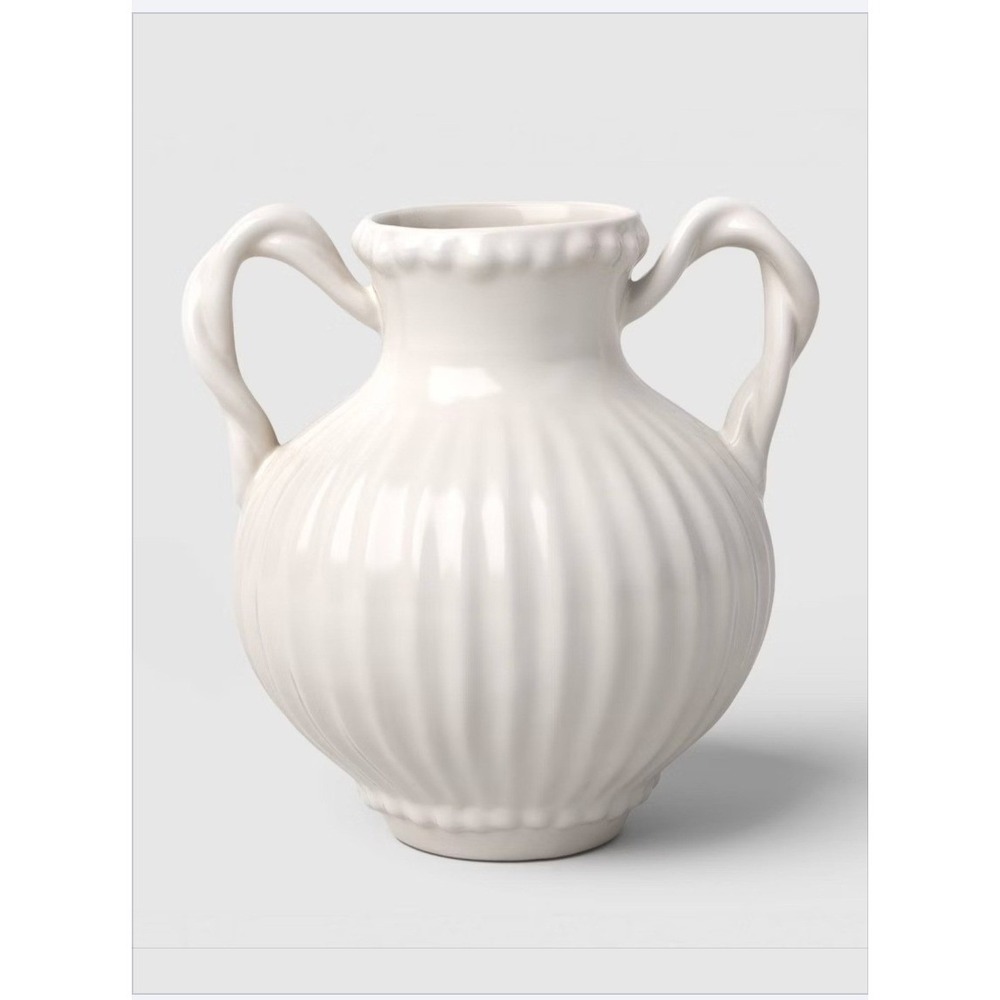 Beaded Ceramic Handled Vase Ivory - Threshold, Target 2026‎